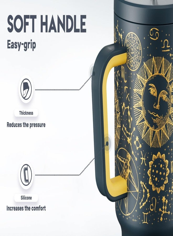 Meoky 40 oz Tumbler with Handle and Straw, Tumbler with Lid and Straw, Insulated Stainless Steel Travel Mug, 100% Leak-proof, Keeps Cold for 34 Hours or Hot for 10 Hours (Tarot) - Image 4