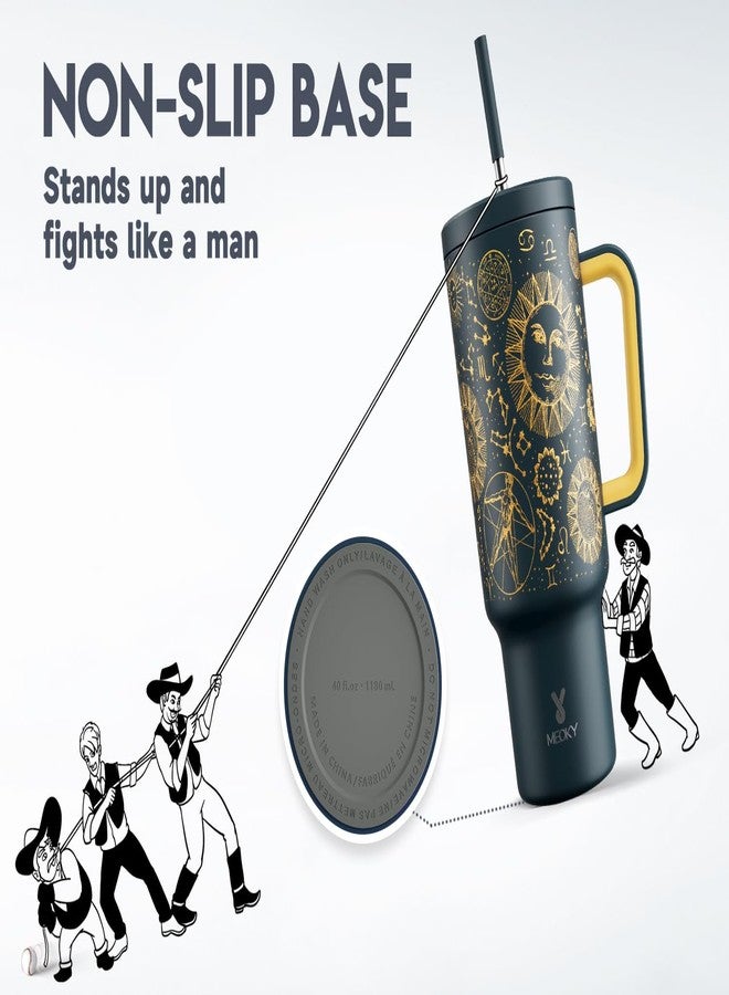 Meoky 40 oz Tumbler with Handle and Straw, Tumbler with Lid and Straw, Insulated Stainless Steel Travel Mug, 100% Leak-proof, Keeps Cold for 34 Hours or Hot for 10 Hours (Tarot) - Image 5
