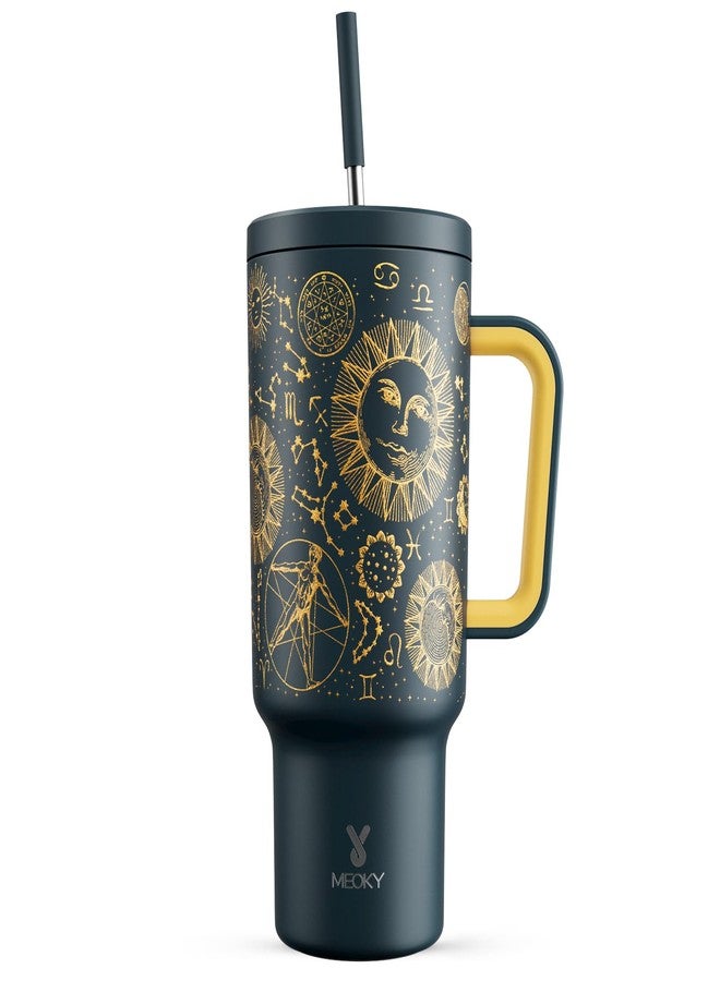 Meoky 40 oz Tumbler with Handle and Straw, Tumbler with Lid and Straw, Insulated Stainless Steel Travel Mug, 100% Leak-proof, Keeps Cold for 34 Hours or Hot for 10 Hours (Tarot) - Image 1
