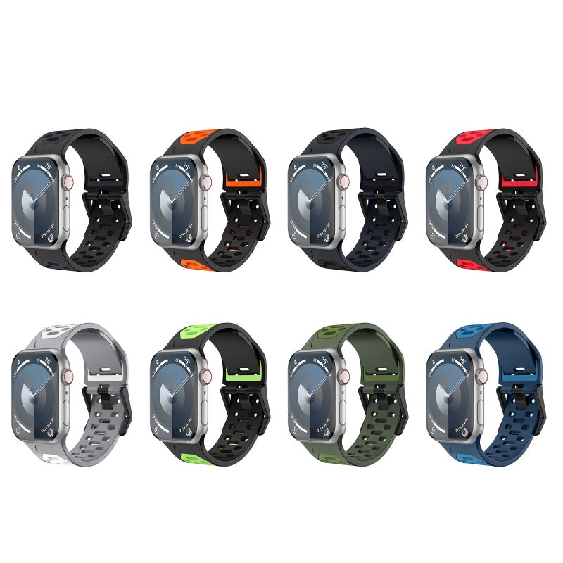 إيروريكس لساعة Apple Watch Series 6 مقاس 44 مم، سوار سيليكون ثنائي اللون من مادة النيزك (رمادي أسود) - Image 4