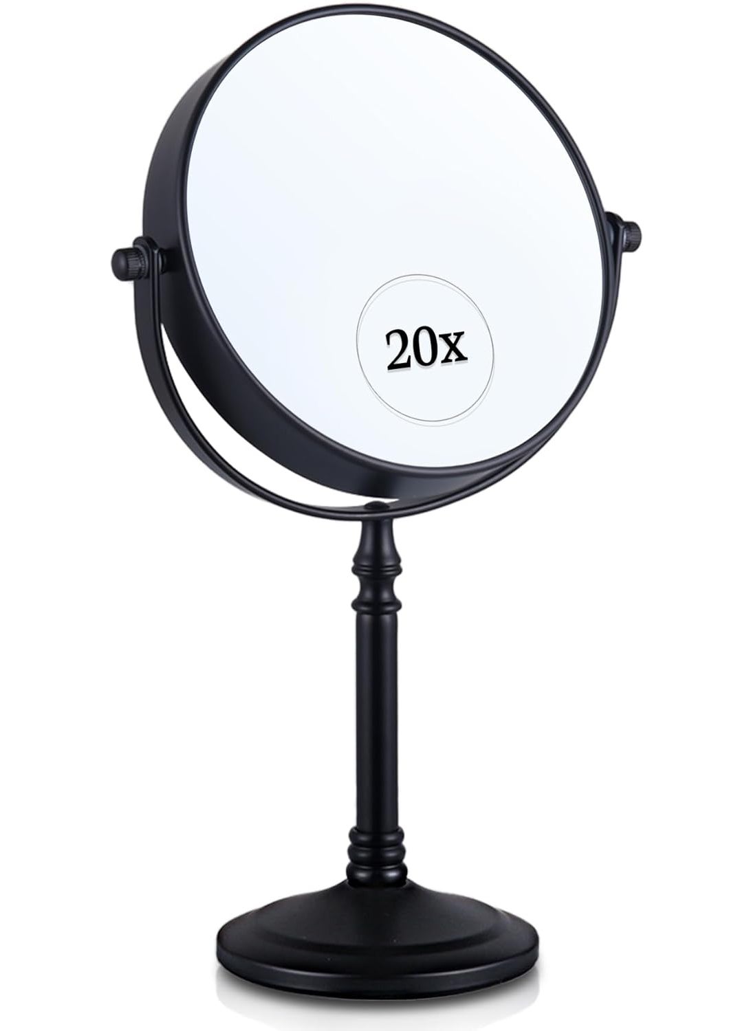 Mirrorvana MIRRORVANA 20X Magnified Makeup Mirror with Stand - Double Sided 20x and 1x Cosmetic Mirror for Make Up Desk, Dressing Table, Bathroom Countertop - 6" Wide & 12" Tall (Black) 