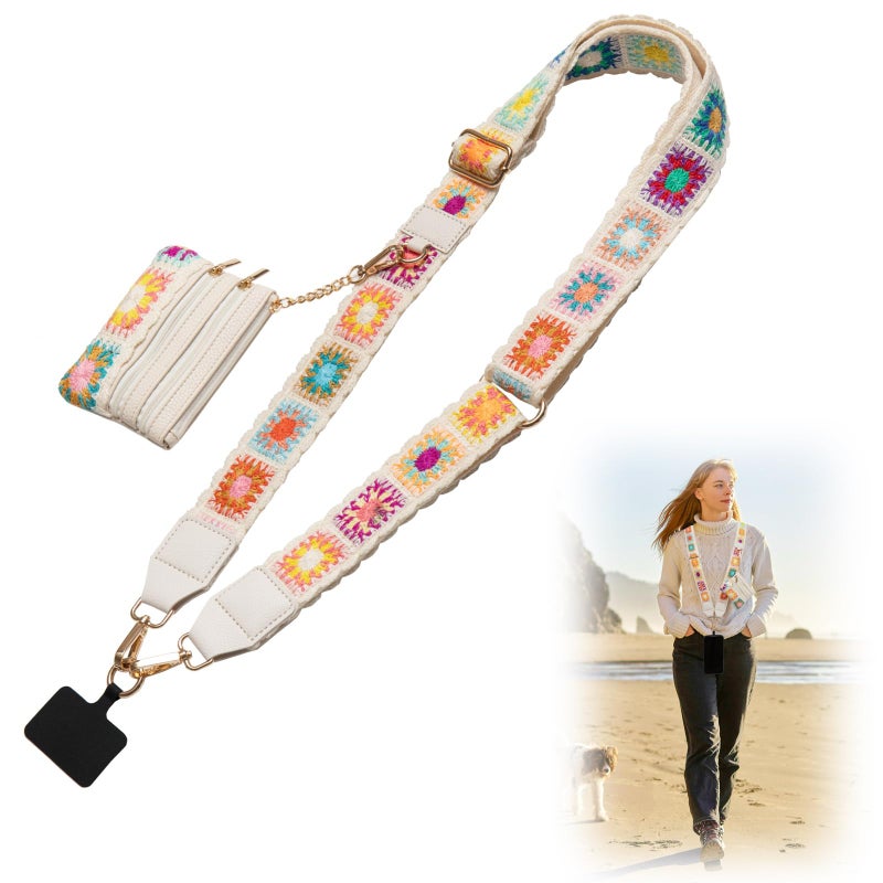 CUEDM Cell Phone Lanyard Crossbody,Adjustable Cell Phone Strap with Detachable Wristlet for Hands-Free Occasions,Clip and Go Strap for Phone with Wallet Crossbody - Image 1