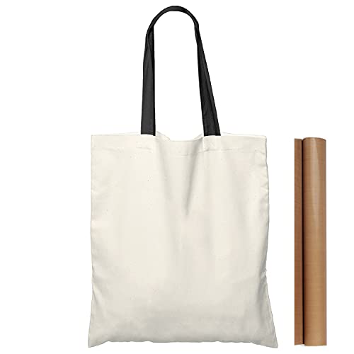 NPBAG 5 Pack 15'' X 16'' Natural Cotton Tote Bags, Lightweight Blank Bulk Cloth bags with 1pc of PTFE Teflon Sheet - Image 1