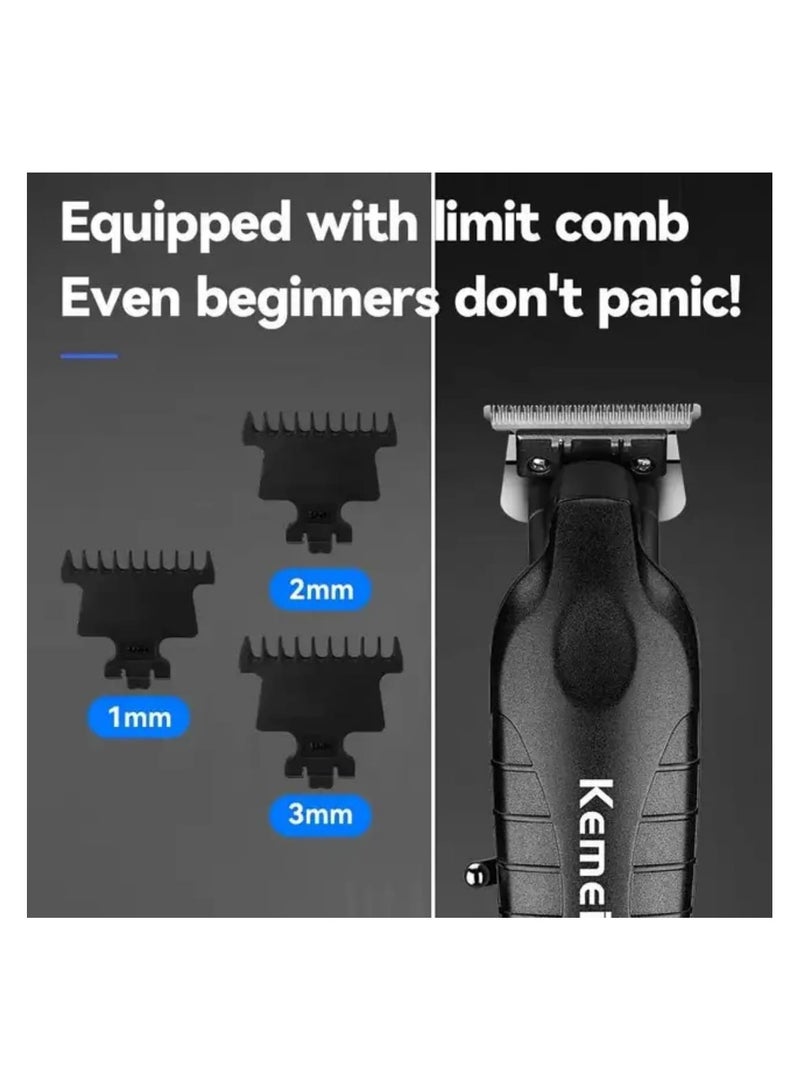 Kemei KM-2293 Professional T-Blade Gapless Shaving Hair Trimmer with LCD Display for Barbers - Image 4