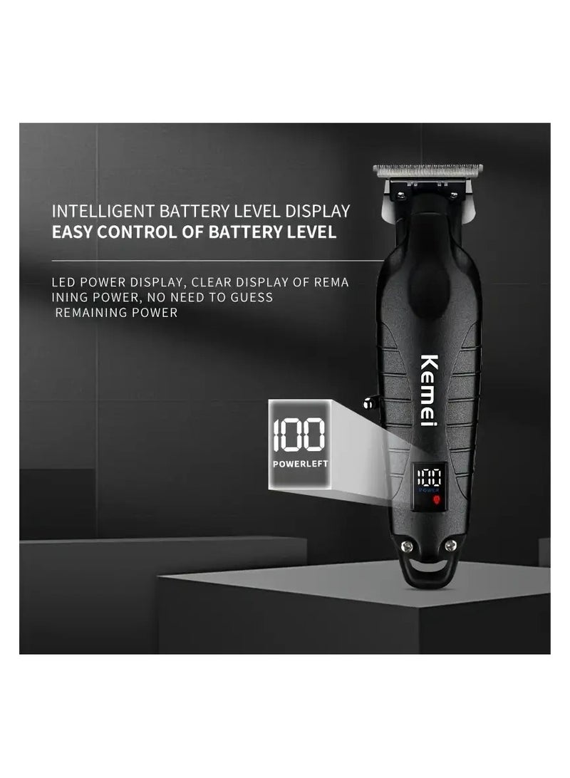 Kemei KM-2293 Professional T-Blade Gapless Shaving Hair Trimmer with LCD Display for Barbers - Image 2
