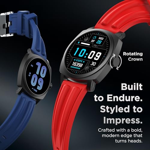 Pebble Endure 2 1.43” AMOLED Smartwatch with Always-On Display | Rotating Crown | BT Calling | Health Suite | Premium Rugged Build | Multiple Sports Modes| DIY Watch Faces | Step Tracker (Red) - Image 4