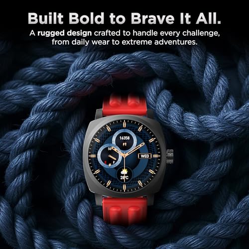 Pebble Endure 2 1.43” AMOLED Smartwatch with Always-On Display | Rotating Crown | BT Calling | Health Suite | Premium Rugged Build | Multiple Sports Modes| DIY Watch Faces | Step Tracker (Red) - Image 3