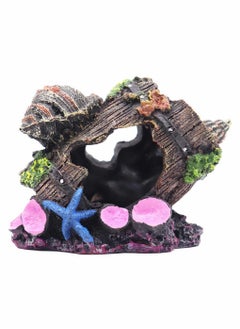 Y&D Aquarium Decorations Small Fish Tank Broken Barrel Decorations, Hideaway Cave House with Shell Decor for  - Image 1