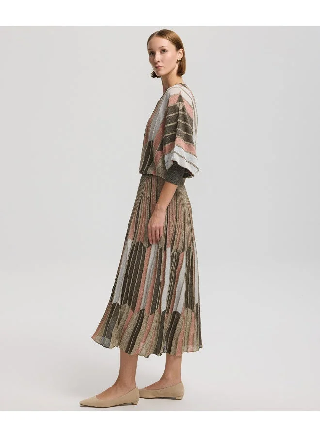 Ipekyol Flared Fit Color Block Knit Skirt