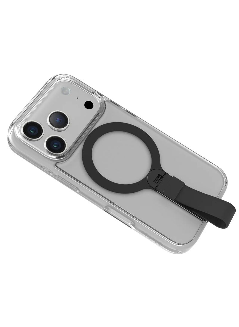 ليفيلو جراب MagSafe Spira Grip لهاتف iPhone 17 Pro Max / إطار شفاف مضاد للخدش / حامل معدني دوار 360 درجة / مصد مقاوم للصدمات / متوافق مع MagSafe / حامل مدمج / مغناطيس قوي - أسود - Image 4