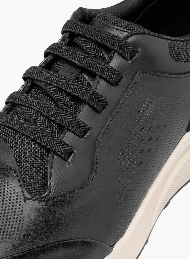 Duchini BLACK Men Perforated Genuine Leather Sneakers for Men | Best Price UAE