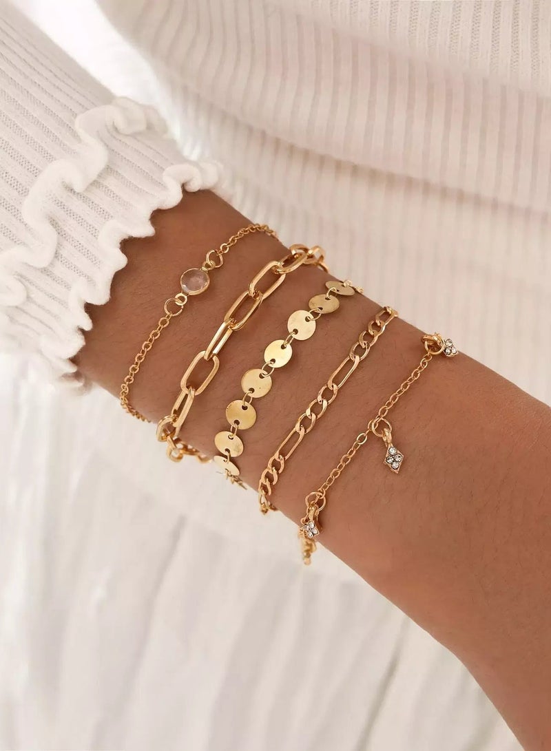 5pcs Round Disc Decor Bracelet  - Image 1