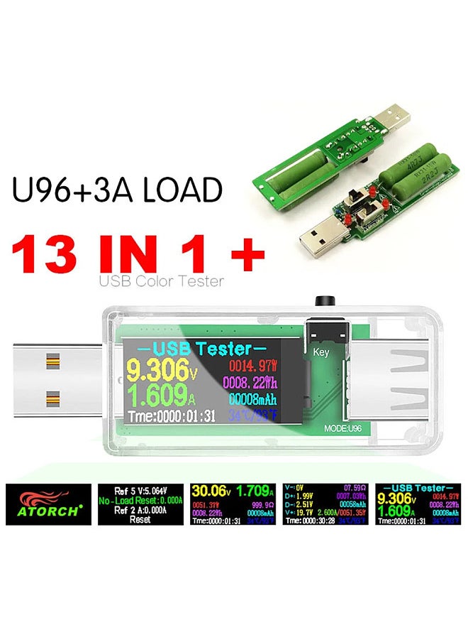 Generic 13 in 1 USB Tester Current Voltage Indicator Color LCD Display USB Tester Electric Ammeter Power   Meter Charge DC Digital Multimeter Voltmeter Wattmeter Portable High-Precision USB Tester  - Image 2