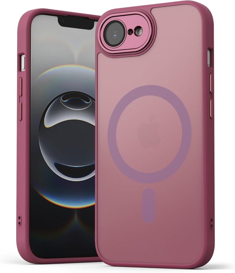 Demark Wide range expanded design Strong Magnetic for iPhone 16e/17e with MagSafe, 10FT Drop Resistant Matte Skin Feeling Back Cover Shockproof Slim Fit foriPhone 16e/17e Phone Case Cover (Wine Red) Scratch resistant - Image 1