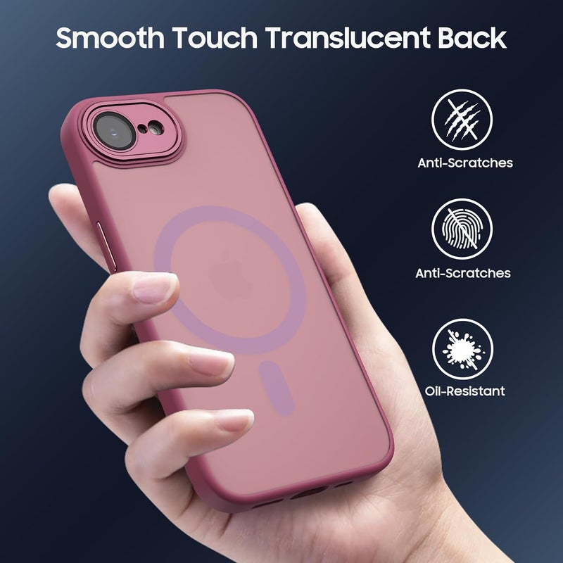 Demark Wide range expanded design Strong Magnetic for iPhone 16e/17e with MagSafe, 10FT Drop Resistant Matte Skin Feeling Back Cover Shockproof Slim Fit foriPhone 16e/17e Phone Case Cover (Wine Red) Scratch resistant - Image 5