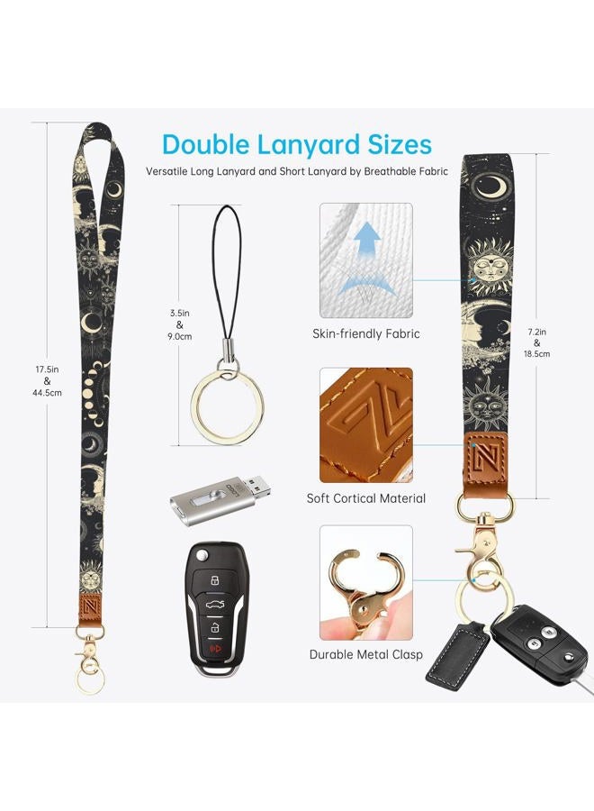 NICCCARD Sun and Moon 2-in-1 ID Badge Holder & Lanyard Wallet for Teachers,Nurse,Professionals-Cute Zippered Coin Pouch,Removable Wristlet & Neck Lanyard,5 Card Slots Stylish Work Essential - Image 4