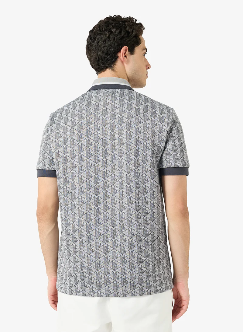 لاكوست Classic Fit Monogram Jacquard Polo Shirt
