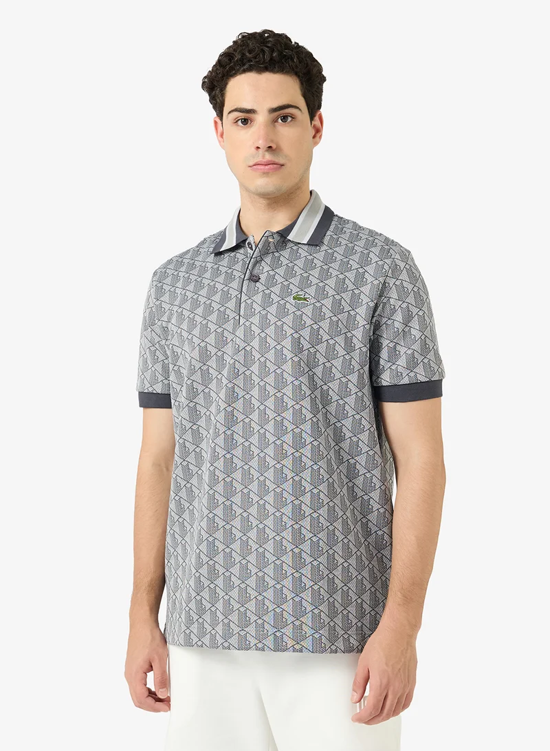 لاكوست Classic Fit Monogram Jacquard Polo Shirt