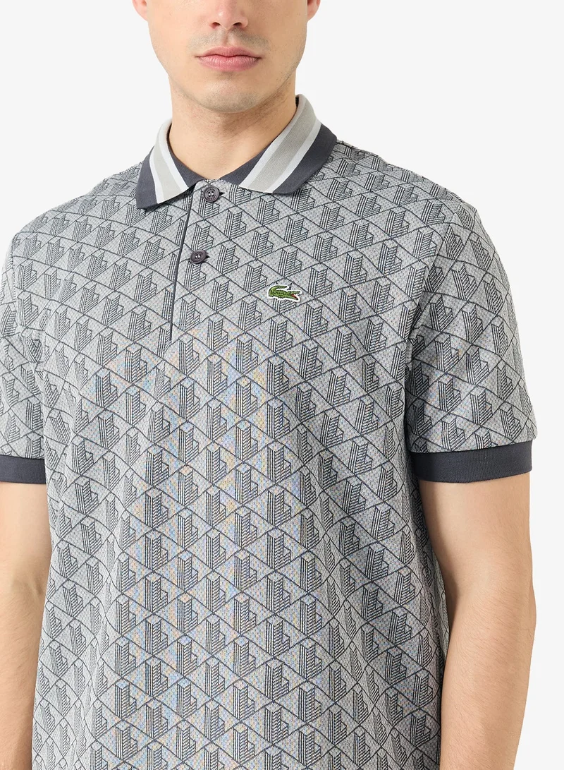 LACOSTE  Classic Fit Monogram Jacquard Polo Shirt for Men | Best Price UAE