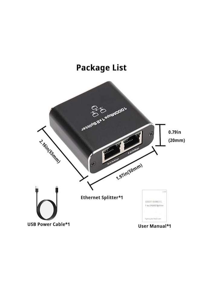 Generic Ethernet Splitter 1 to 2 with USB Power – 1000Mbps RJ45 Network Adapter – Compatible with Cat5/6/7/8 Cables – Dual Device Support  - Image 2