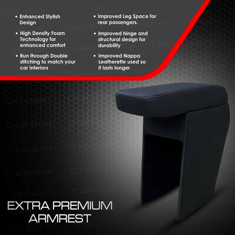 Carigiri Premium Finish Car Armrest with Storage Box And High Density Moulded Foam For Tata Punch Ev (Models-2024, 2025) (Black Seam,Nappa Leatherette) - Image 5