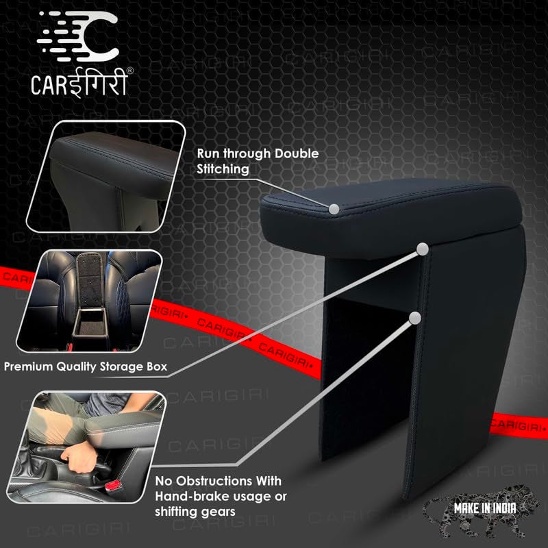 Carigiri Premium Finish Car Armrest with Storage Box And High Density Moulded Foam For Tata Punch Ev (Models-2024, 2025) (Black Seam,Nappa Leatherette) - Image 4