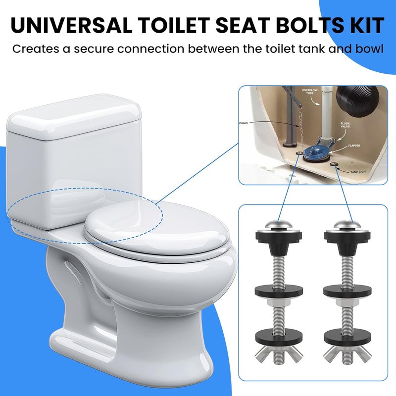 MILYARD 4 PCS Universal Toilet Tank to Bowl Bolt Kit, Heavy Duty Toilet Bolts Replacement Stainless Steel Waterproof and Rustproof with Rubber Washers Gaskets and Extra Long Nuts for Fastening - Image 3
