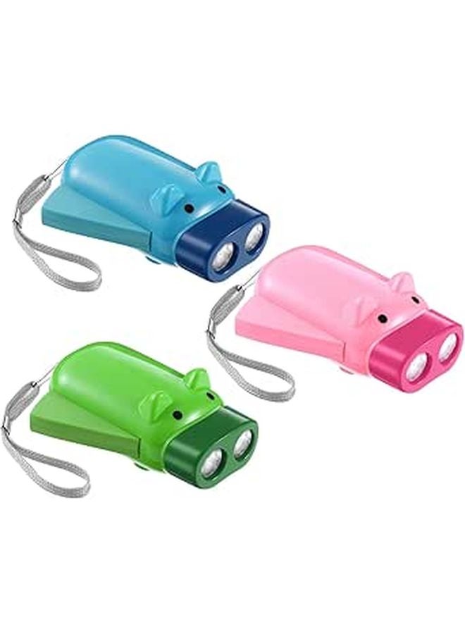 3Pcs Portable Hand Press Flashlight Electric Torch Outdoor Safety Travel Pig Pattern - Image 1