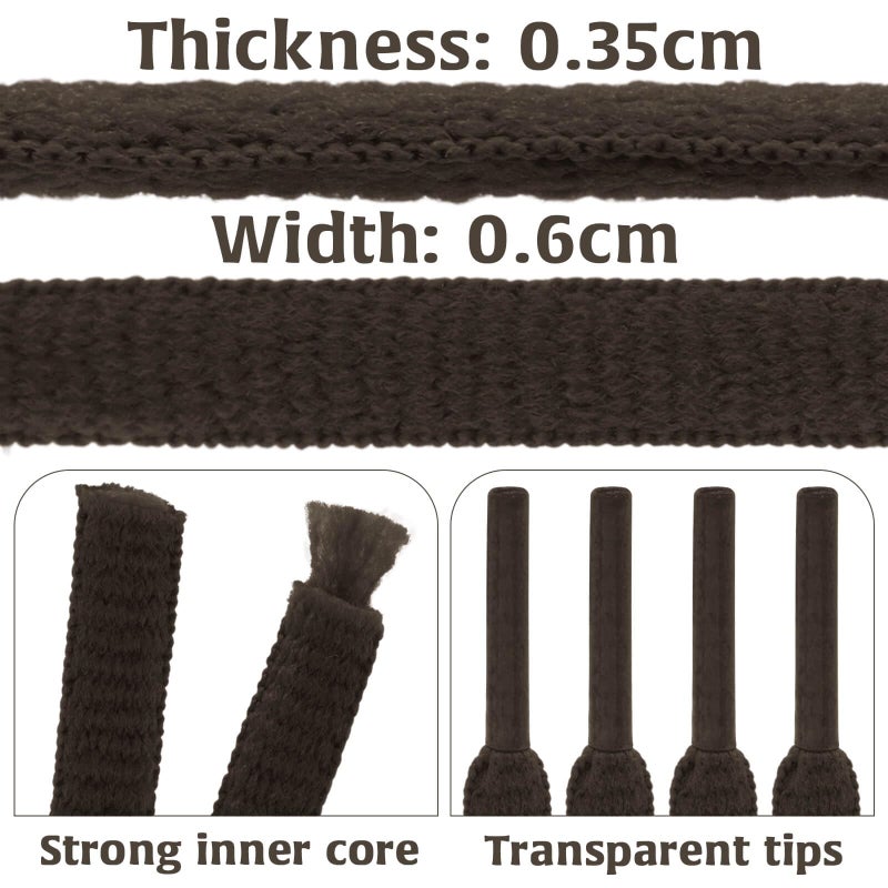 DELELE 2 Pair Oval Shoes laces Half Round 1/4" Athletic Shoelaces Shoe Strings Brown-35 inch - Image 3