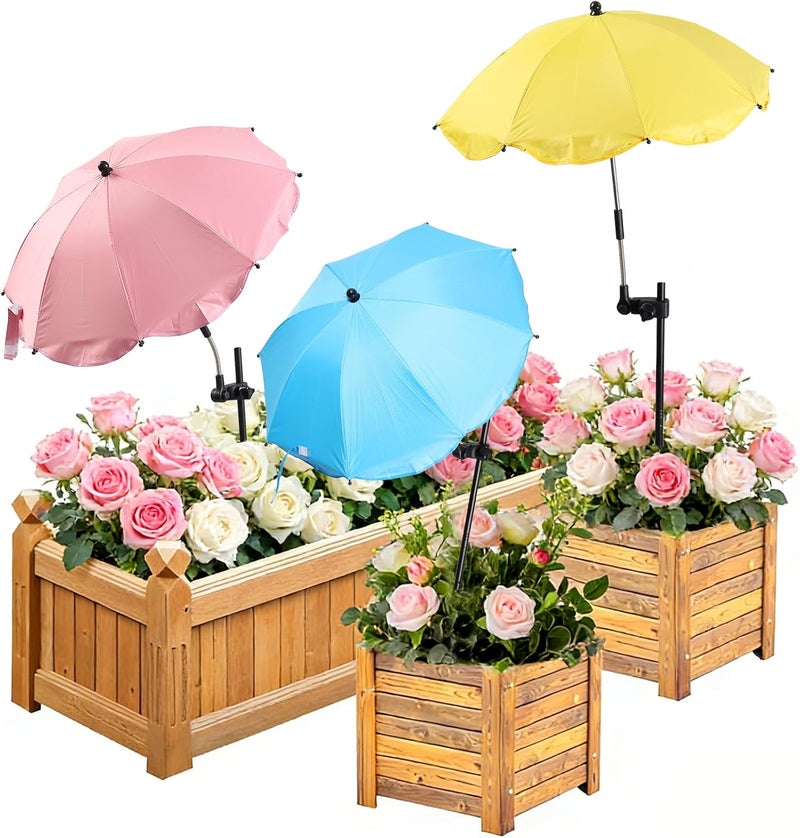UIABOPZ 3 Pack Plant Umbrellas for Outdoor Plants, 24" Larger Flower Umbrella with Continuously Adjustable Height & Angle, Shade for Plants, 54" Higher Plant Umbrella for Potted Plants, Flowers, Garden Beds - Image 1