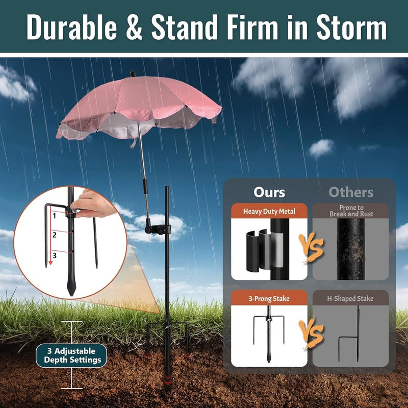 UIABOPZ 3 Pack Plant Umbrellas for Outdoor Plants, 24" Larger Flower Umbrella with Continuously Adjustable Height & Angle, Shade for Plants, 54" Higher Plant Umbrella for Potted Plants, Flowers, Garden Beds - Image 4
