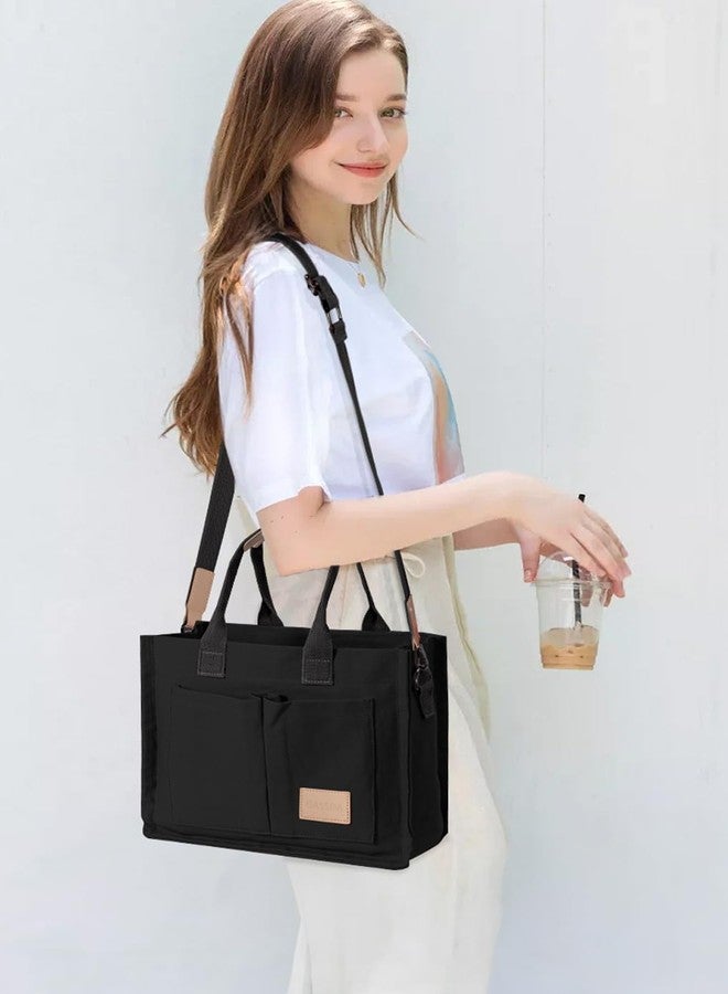 GASSDA Canvas Tote Bag for Women Crossbody Work Purse with Pockets Top Handle Handbag Satchel Bags for Travel Nurse Teacher - Image 3
