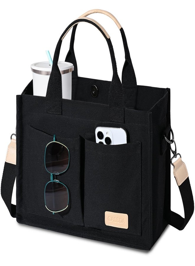 GASSDA Canvas Tote Bag for Women Crossbody Work Purse with Pockets Top Handle Handbag Satchel Bags for Travel Nurse Teacher - Image 1