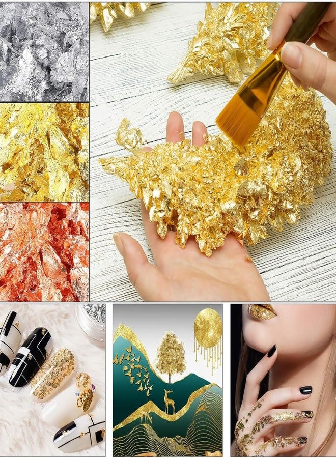 Oytra Gilding Flakes Silver and Gold Metallic Foil Leaf Paper Flakes Set of 3 Color Packets DIY Art Craft Materials for Resin Nail Art Cake Decoration Painting Soap Making Supplies for Beginners Artists - Image 3