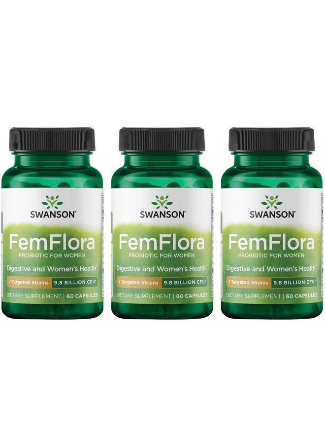 SWANSON سوانسون فيم فلورا - مكمل بروبيوتيك نسائي يدعم الفلورا في الفم، والجهاز الهضمي، والمهبل - بروبيوتيك للنساء مع 9 مليار وحدة تشكيل مستعمرة لكل كبسولة - (60 كبسولة) (3 عبوات)
