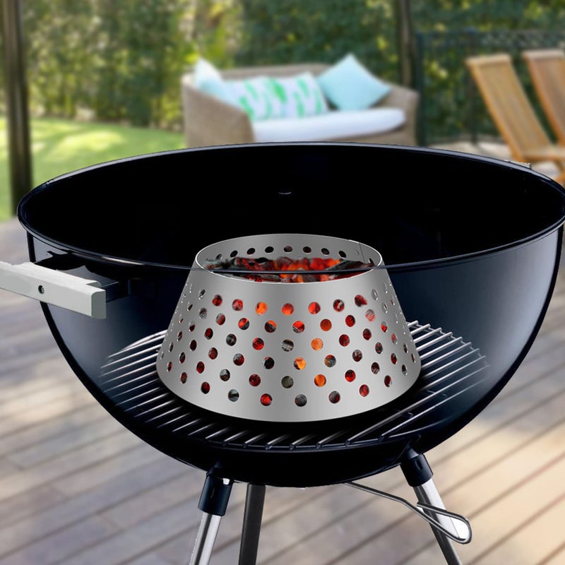 Skyflame BBQ Stainless Steel Charcoal Basket, Briquet Holder Kettle Grill Accessories Compatible with Weber Kettle 22 26.75 WSM Smokey Mountain XL Big Green Egg/Kamado - Updated Hollow Holes Design - Image 5