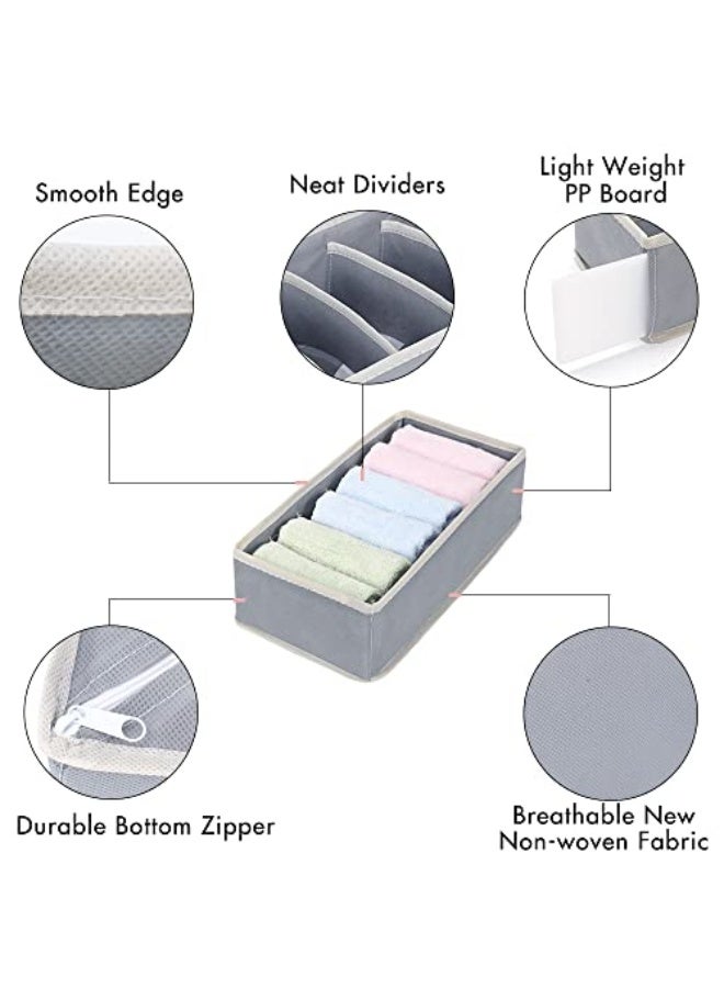 4 Pack Foldable Underwear and Bras Drawer Organizers, Fabric Closet Dresser Drawers Organizers Dividers, Clothing Storage Organizers Box for Lingerie, Panties, Socks, Briefs,Ties, Gray  - Image 4