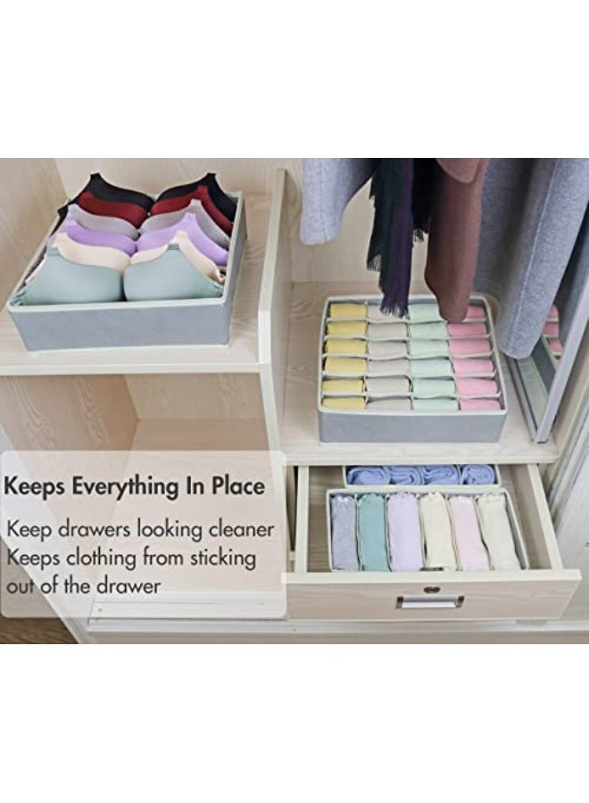 4 Pack Foldable Underwear and Bras Drawer Organizers, Fabric Closet Dresser Drawers Organizers Dividers, Clothing Storage Organizers Box for Lingerie, Panties, Socks, Briefs,Ties, Gray  - Image 5