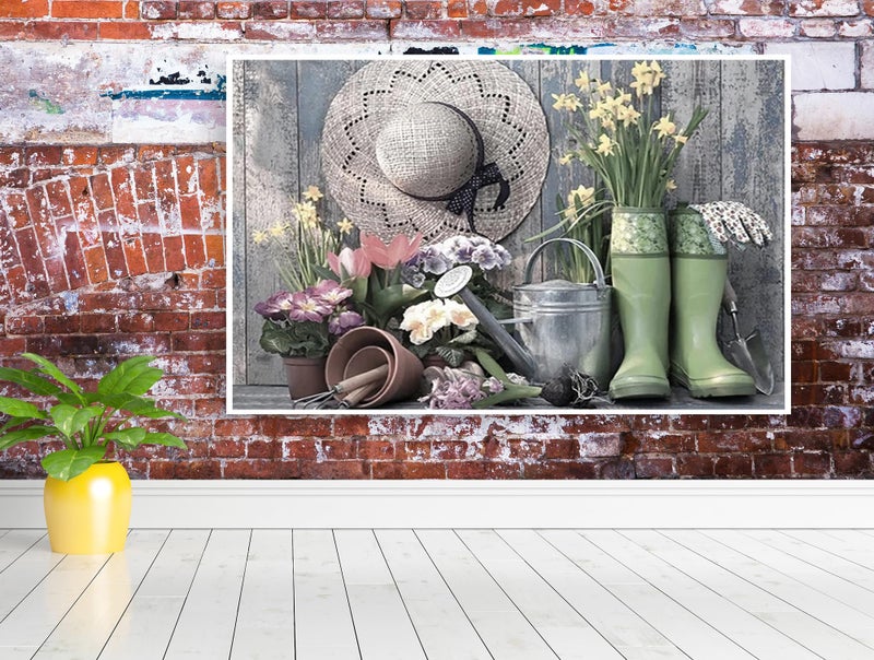 KINPLUB 5D Boots Hat Diamond Painting Kits for Adults, Farmhouse Diamond Art Kits, Flora Paint with Diamonds Kits, Full Drill Round Dots Gem Art for Home Wall Decor 12 x 16 Inch - Image 5