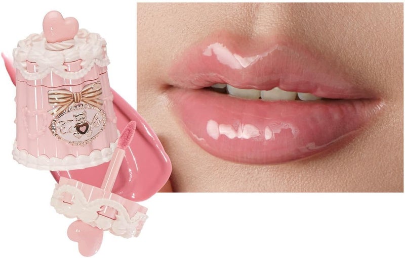 Flower Knows The Sweetie Bear Coating Lip Jelly, Soft Moisturizing Tinted Lip Gloss with Botanicals, Lightweight Non-Sticky Pink Lips Plumper, Cruelty-Free, 5g (JE04 Ribbon Pink) - Image 1