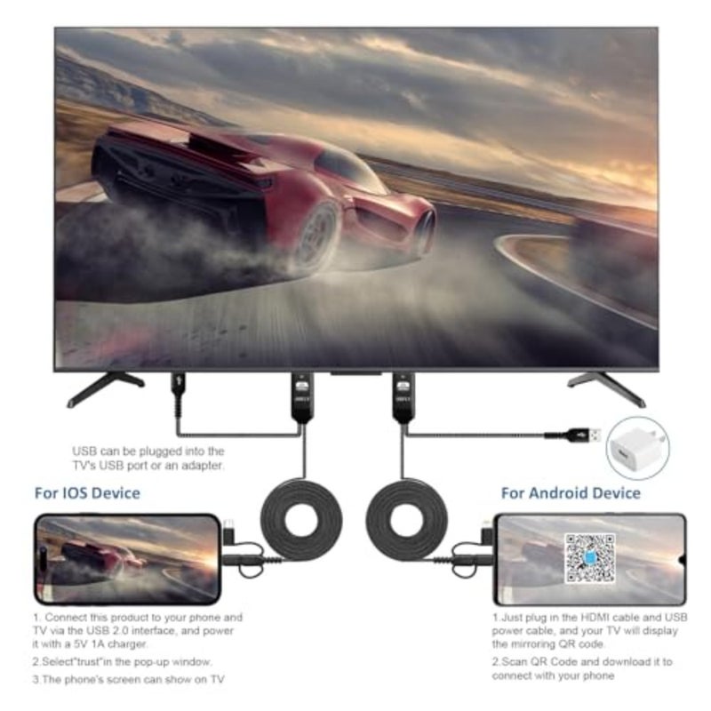 محول 3 في 1 USB-C إلى HDMI لأجهزة iPhone وAndroid، 1080P Full HD Mirroring مع Lightning وMicro USB Charging، محول AV رقمي محمول للتلفزيون والشاشة وتوصيل جهاز العرض وتشغيله - Image 2