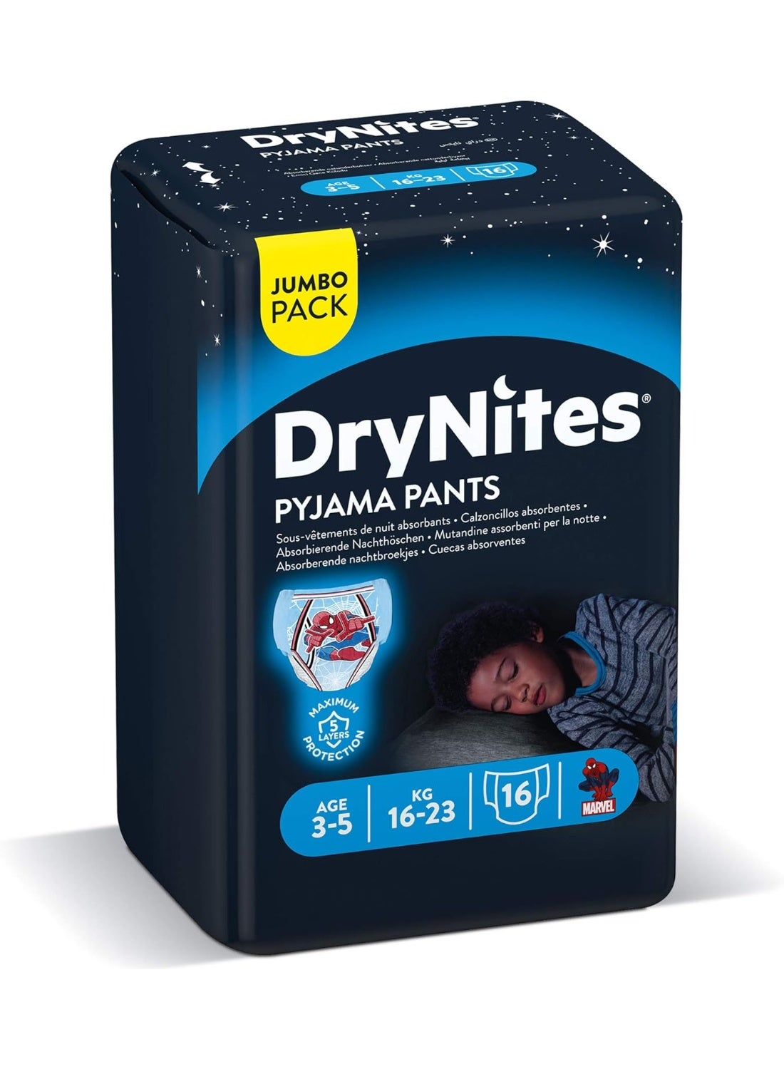 HUGGIES Drynites Pyjama Pants Bed Wetting Diaper Boys 3-5 Years 16-23 Kg 16 Pants