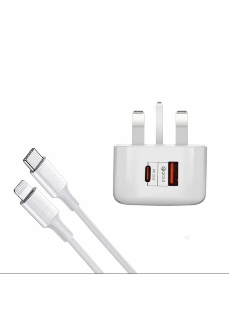 20W USB Type C PD 3.0 Wall Charger Power Adapter with USB C Plug Fast Charging for Phones and 1M Cable for iPhone SE 2020  - Image 1