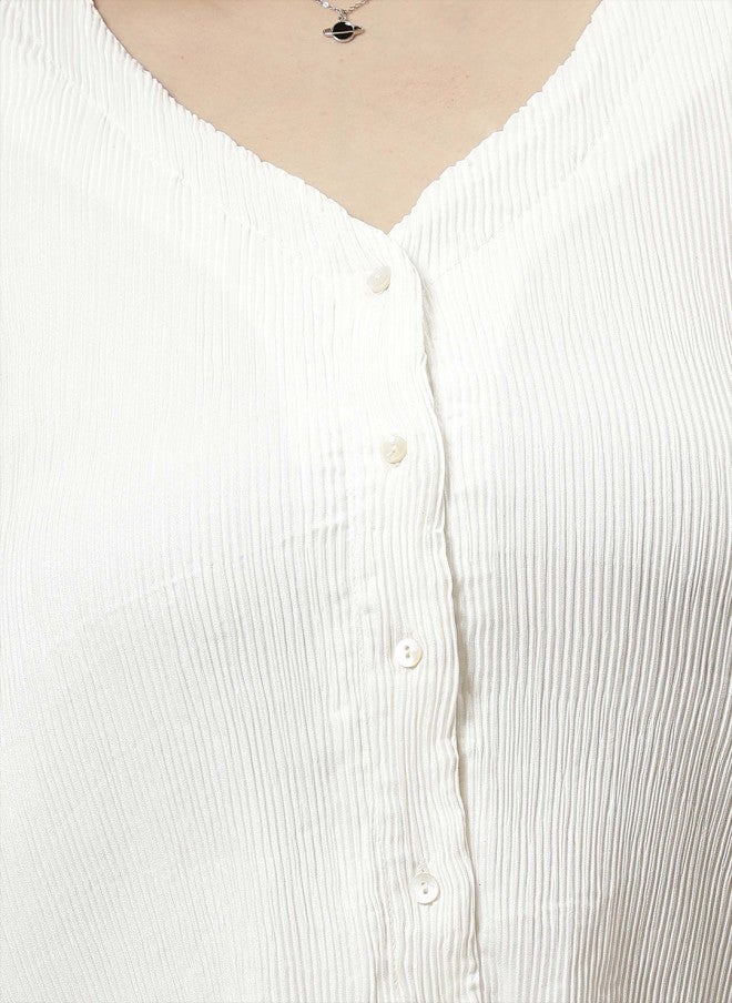Athena White Shirt Style Top for Women - Image 3