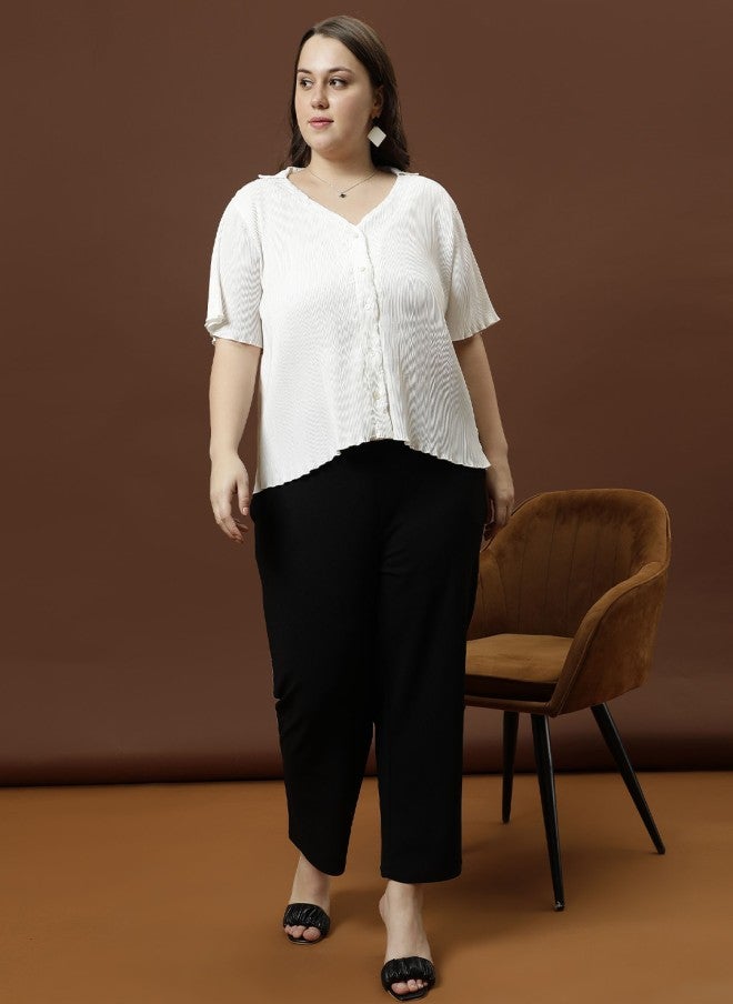 Athena White Shirt Style Top for Women - Image 1