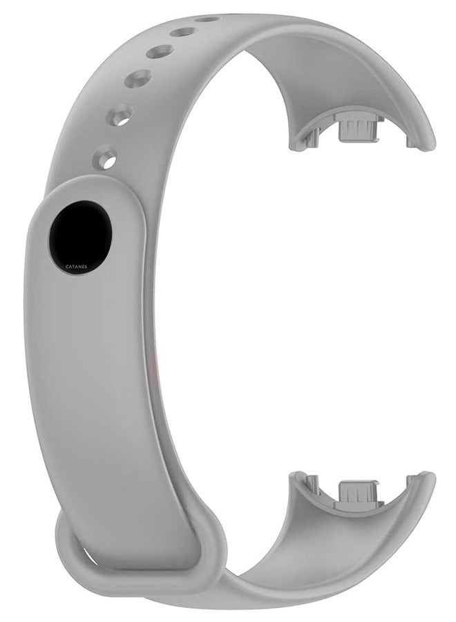 CATANES (for Mi Band 8 and 9) Strap Soft Silicone Replacement Sport Wristband for Xiaomi Mi Band 9 Watch Band Accessories for Women Men Grey - Image 1