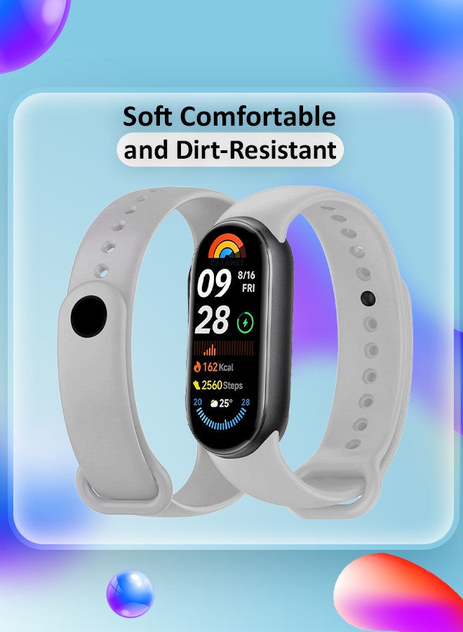 CATANES (for Mi Band 8 and 9) Strap Soft Silicone Replacement Sport Wristband for Xiaomi Mi Band 9 Watch Band Accessories for Women Men Grey - Image 5