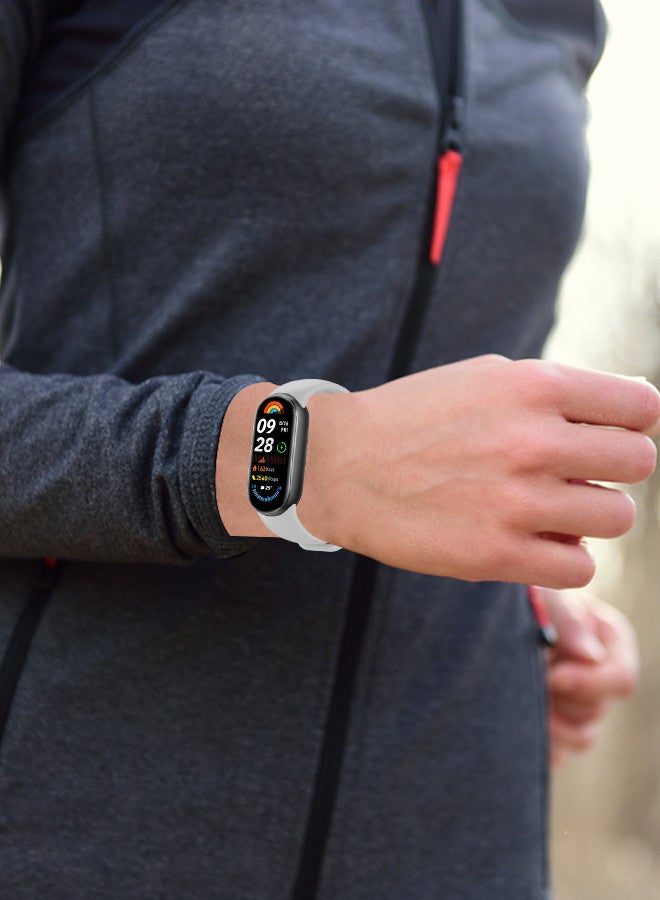 CATANES (for Mi Band 8 and 9) Strap Soft Silicone Replacement Sport Wristband for Xiaomi Mi Band 9 Watch Band Accessories for Women Men Grey - Image 3