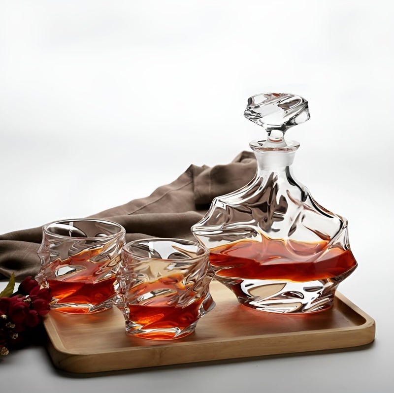 WRINGO طقم زجاجة ويسكي ورينغو مع 7 قطع زجاج، 1000 مل ويسكي كريستال هدية لعشاق الكحول مع 6 قطع زجاج ويسكي (WD-08) - Image 2