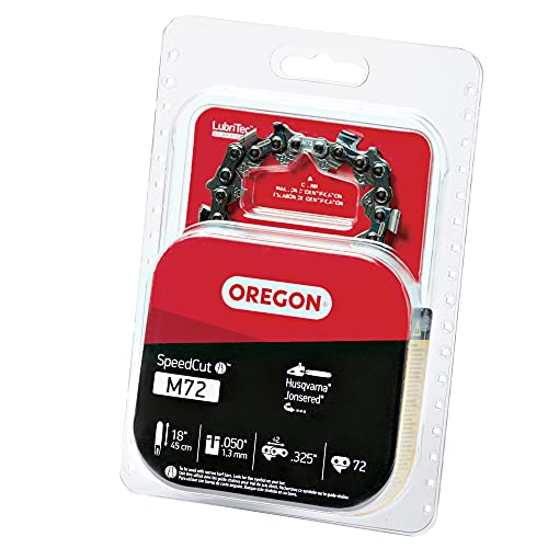 Oregon M72 SpeedCut Chainsaw Chain for 18-Inch Bar - .325-Inch Pitch, .050-Inch Gauge, 72 Drive Links, Replacement Low-Kickback Chainsaw Blade, fits Husqvarna Models and more (95TXL072G),Gray - Image 1